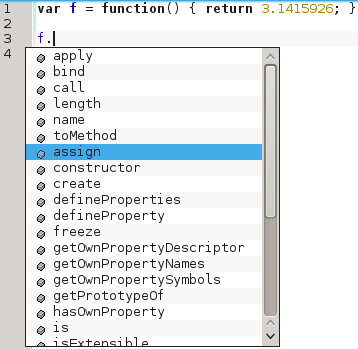 Code-completion for functions