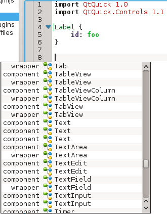 Code completion for namespaces